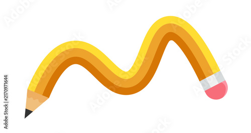 Wavy Yellow Flexible Pencil with Eraser Icon