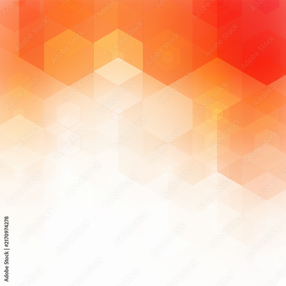 Fototapeta premium Modern bright abstract red and orange geometric background with hexagonal texture in vector design. eps 10