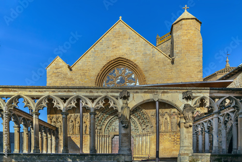Quadro su tela Church of Santa Maria la Real in Olite, Spain, facade view
