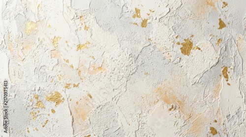 Rough stylized art texture banner featuring white plaster and gold leaf details.
