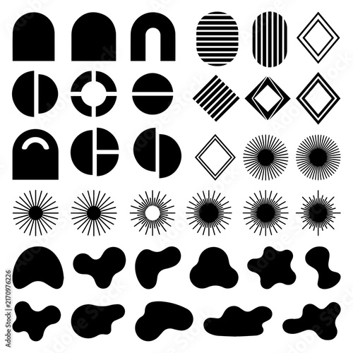 Set of contemporary abstract shapes and bohemian geometric design elements