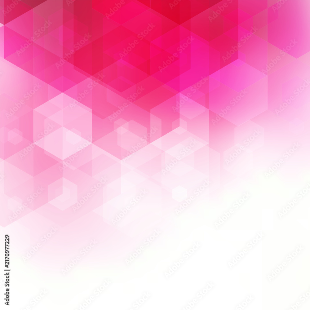 Obraz premium Stylish abstract white and bright pink geometric background with hexagons in vector design. eps 10