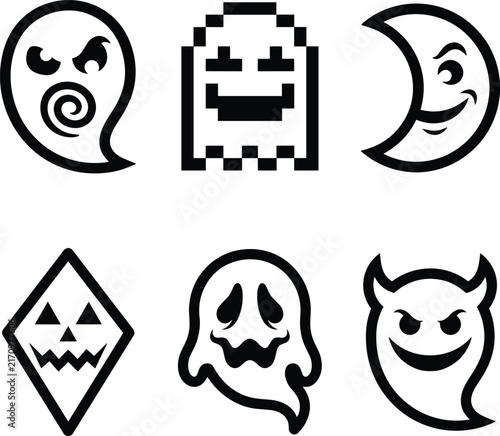  Halloween Ghost Moon Jack-O'-Lantern Icon Set