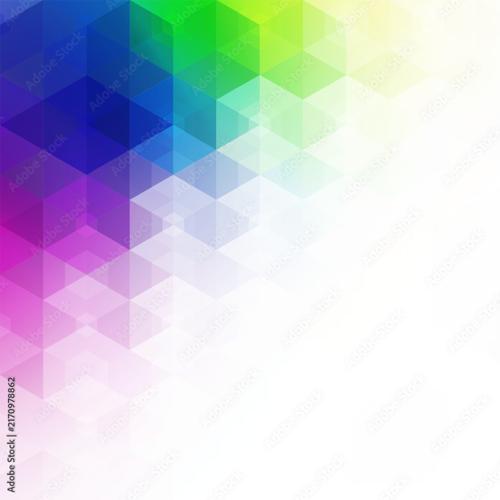 Obraz premium Stylish abstract white and bright multicolored geometric background with hexagons in vector design. eps 10
