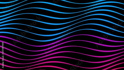 Abstract Luminous Geometric Flowing Line Waves Illustration on Dark Background