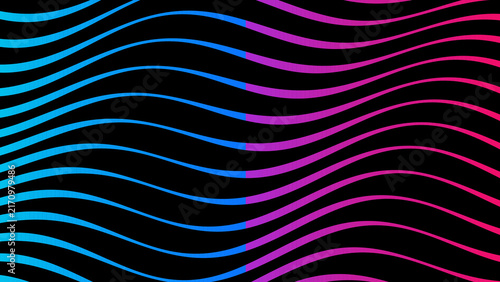 Abstract Geometric Neon Flowing Line Waves Illustration on Dark Background
