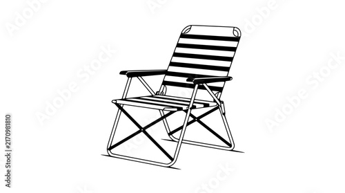 Striped Folding Chair - Outdoor Seating, Camping Furniture, Beach Lounger