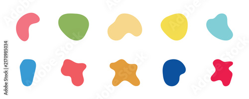 фотографія Set of abstract color full  liquid blobs and fluid splash shapes with rounded edges