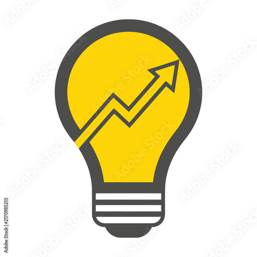 Lightbulb with arrow line growth chart symbol icon
