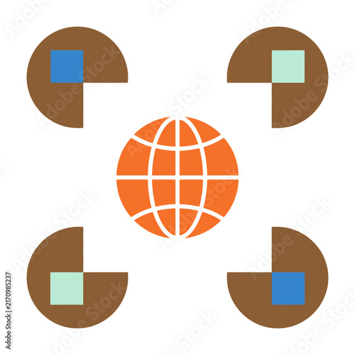 Abstract Geometric Shapes Pattern Orange Brown Blue