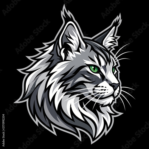 Lynx wildcat head mascot logo vector illustration featuring fierce bobcat feline predator animal for gaming esports team emblem badge artwork