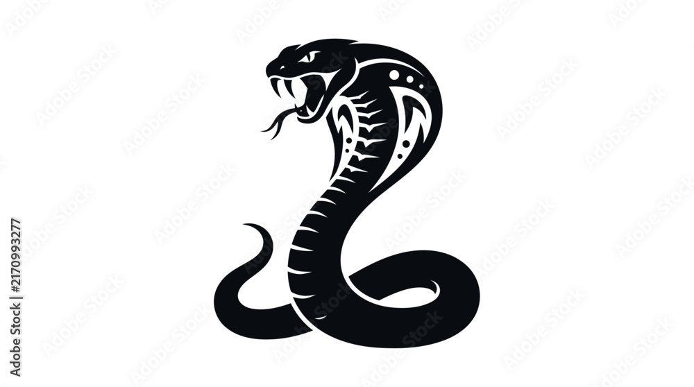 Fototapeta premium Stylized Black Cobra Snake Illustration