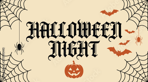 A festive halloween background featuring spooky spider webs bats and a carved jack o lantern for your holiday party celebration designs