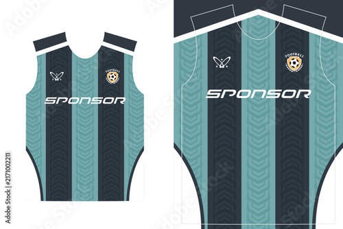 Modern soccer jersey design with teal and dark grey stripes