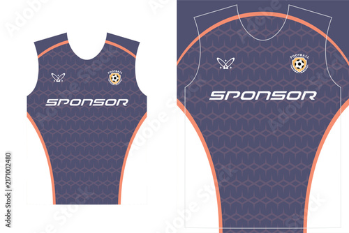 Custom soccer jersey template with geometric pattern and sponsor placeholder