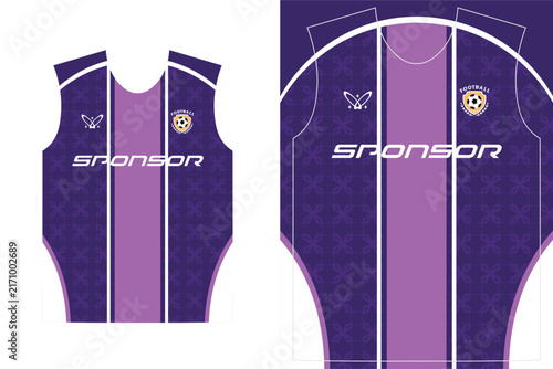 Purple soccer jersey design template with vertical stripes