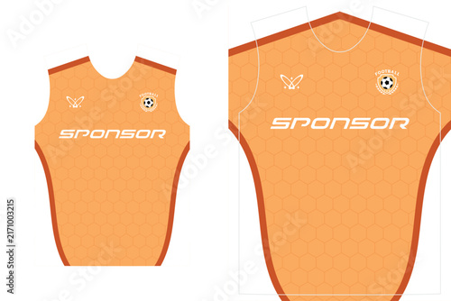 Orange soccer jersey template with sponsor logo