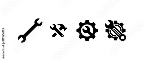 black and white tools icons for repair and maintenance services