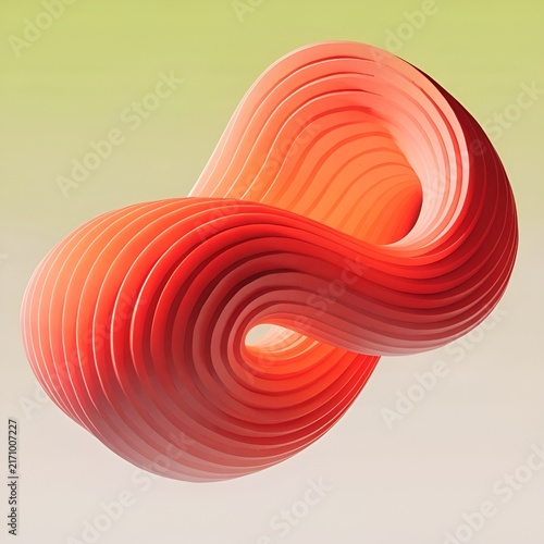 Abstract layered figure in warm red tones with smooth curves  