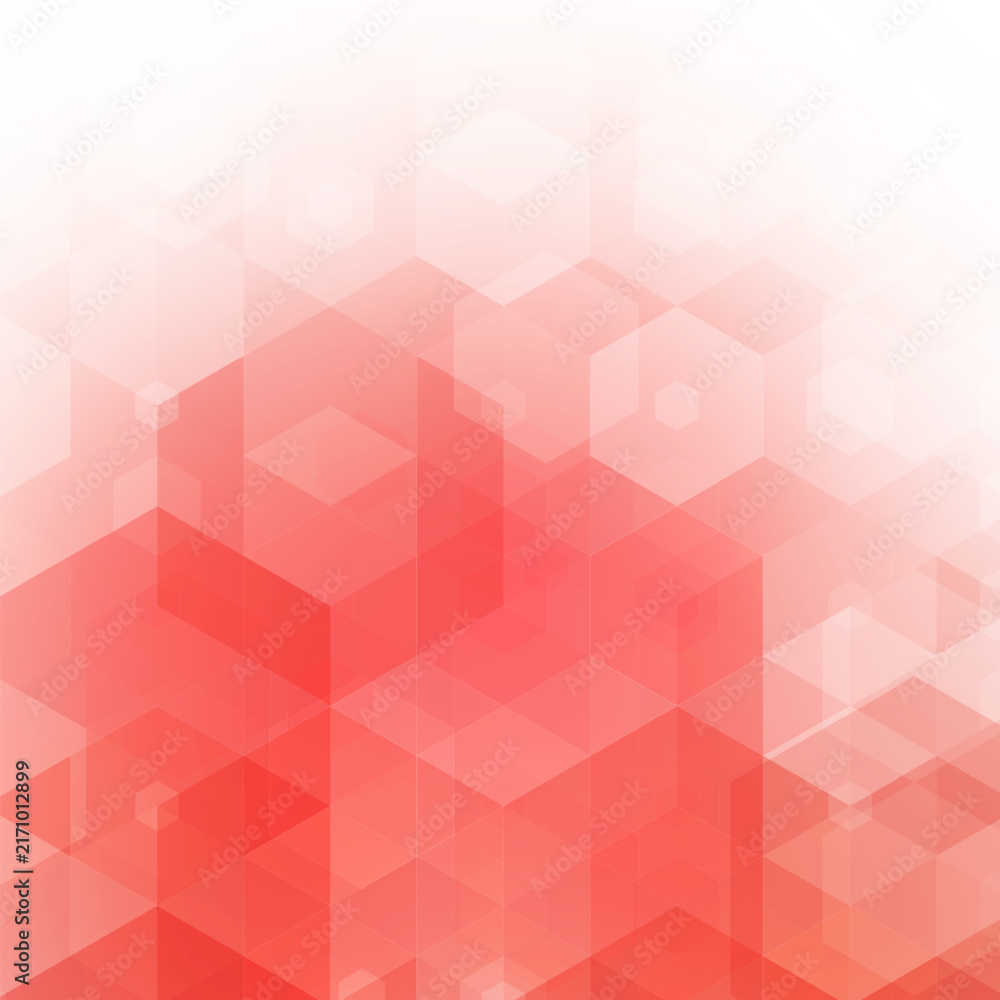 Obraz premium Abstract with geometric pattern of hexagons in red tones on white background for design. eps 10