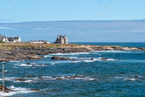 Turpault Castle on the Wild Coast of Quiberon, Brittany, France.