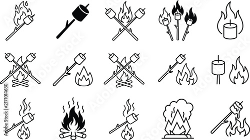 vector set of fire flames
