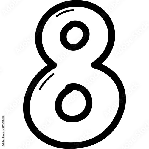 Cute hand drawn outline number 8 illustration