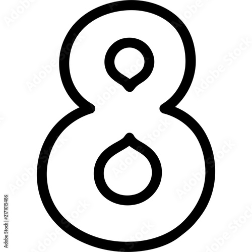 Cute hand drawn outline number 8 illustration