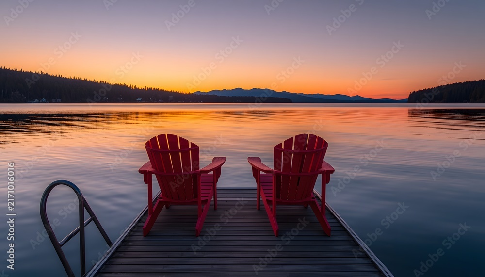 Naklejka premium sunset on the lake