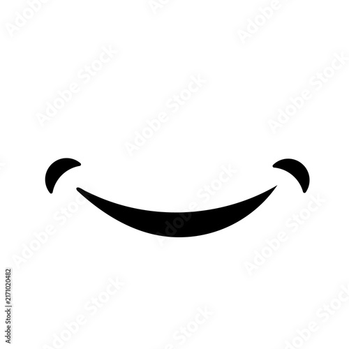 Minimalist Black Curved Smile Mouth - Simple Happy Expression Symbol