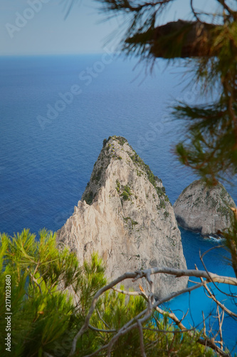 Myzithres Viewpoint in Zakynthos during golden hour from above
