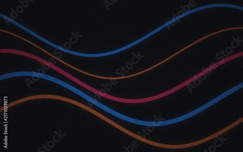 Colorful blue, orange, and magenta glowing wavy lines on a black background, creating a vibrant, abstract pattern with, horizontal curves