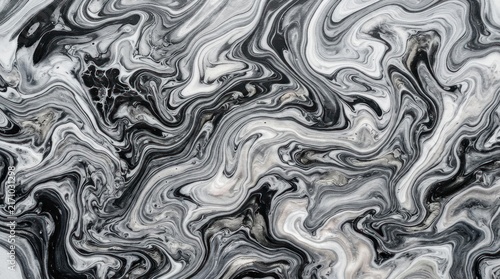 Abstract Marble Texture With Swirling Black And White Patterns.