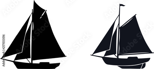 Black Sailboat Silhouette Vector Set