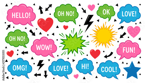Colorful Comic Speech Bubble Set – Pop Art Text Bubble Icons