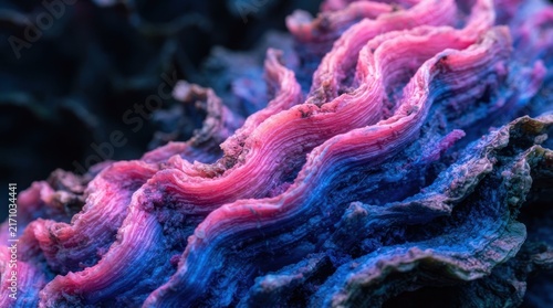 Close up of pink and blue coral texture.