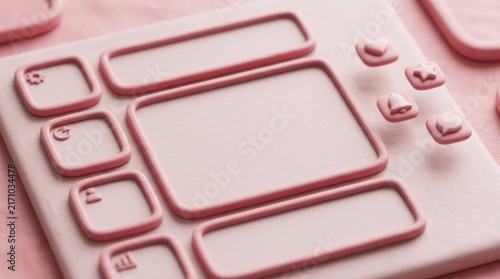 Close up of pink 3D clay interface buttons