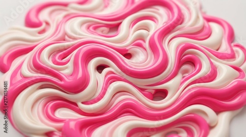 Close up of pink and white rippled cream waves.