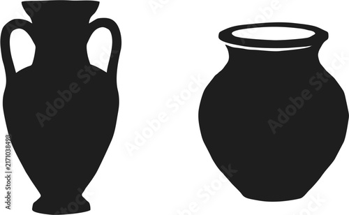 Ancient Vase and Pot Silhouette Vector Illustration