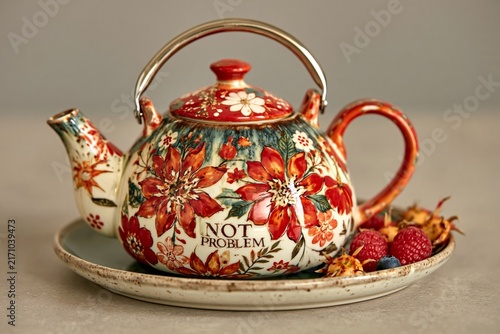 Positive mindset and problem-solving concept decorative teapot with 