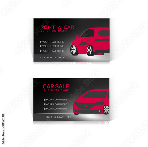 Car-Sale Business Card Rent A Car Vector Template