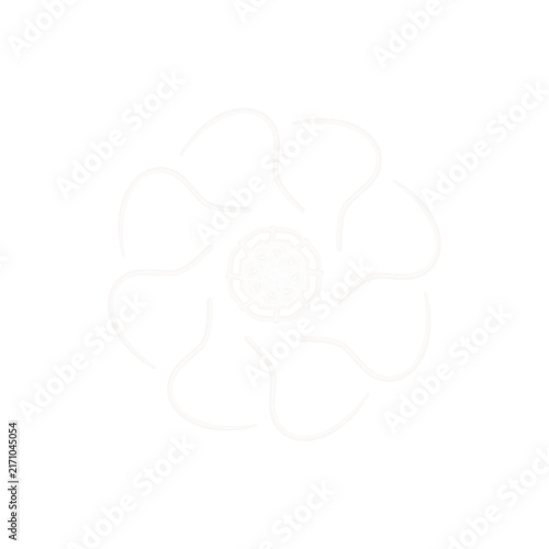 Minimalist white flower outline with delicate petals on a clean, light background for modern graphic design.