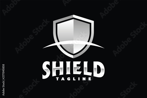 Metallic Shield Logo with Swoosh