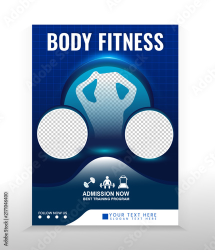 Body Fitness Gym Admission Flyer Template Vector Banner Design