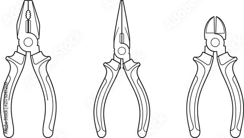 Canvastavla Pliers hand tools set including combination needle nose and diagonal wire cutter