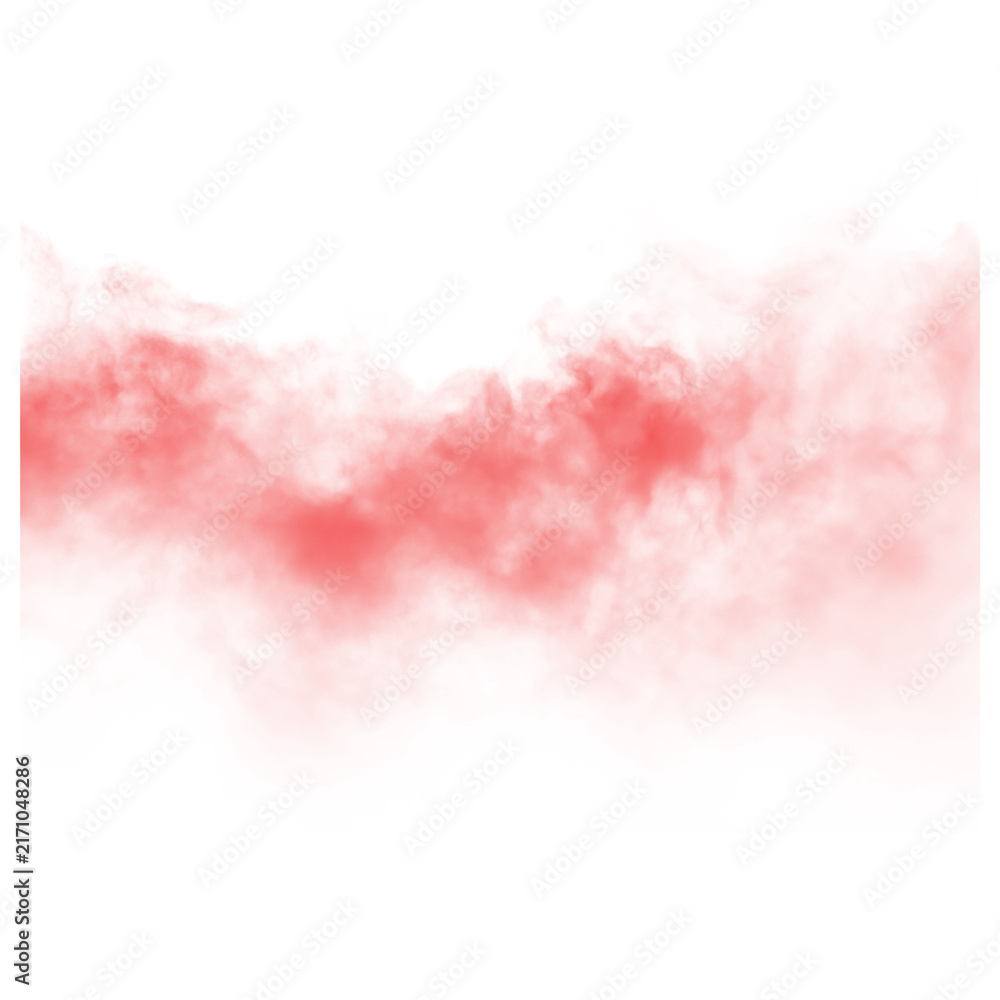 Obraz premium Red smoke cloud isolated on white background for design overlays
