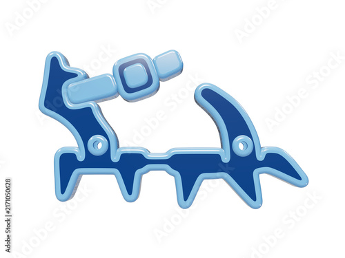 Bild auf Leinwand 3D rendered blue metal mountaineering crampon icon with straps for ice climbing