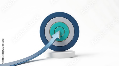 A 3D rendered target with an arrow pointing directly to the center bullseye.