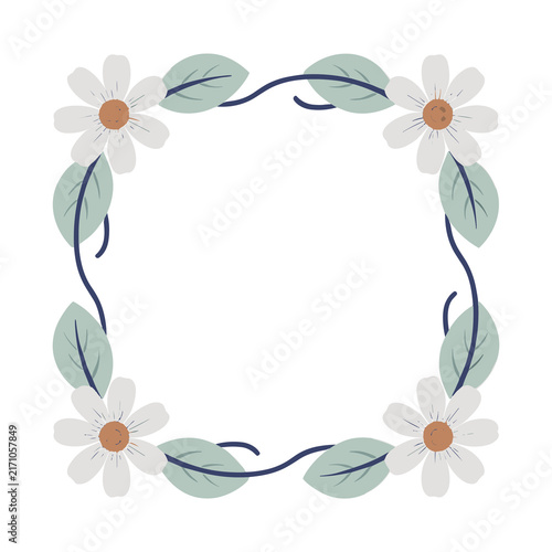 Floral Wreath Frame with Leaves