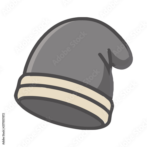 Gray beanie with cream stripes